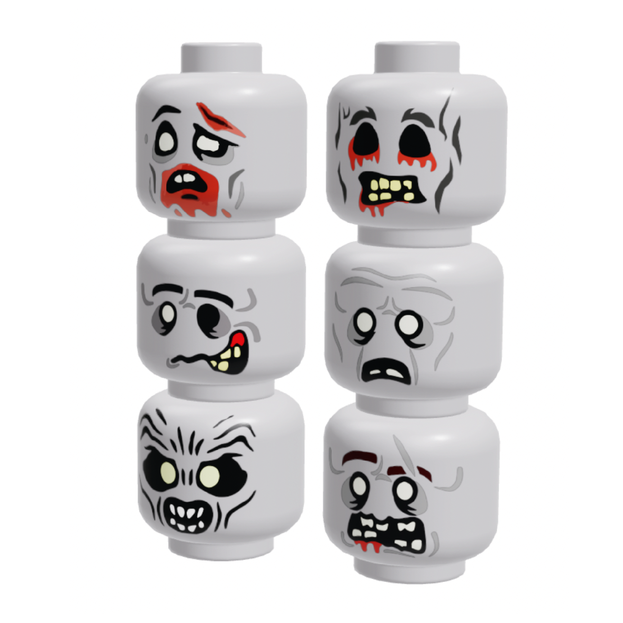 Paquete de 6 cabezas de zombis del Salón de Ladrillos