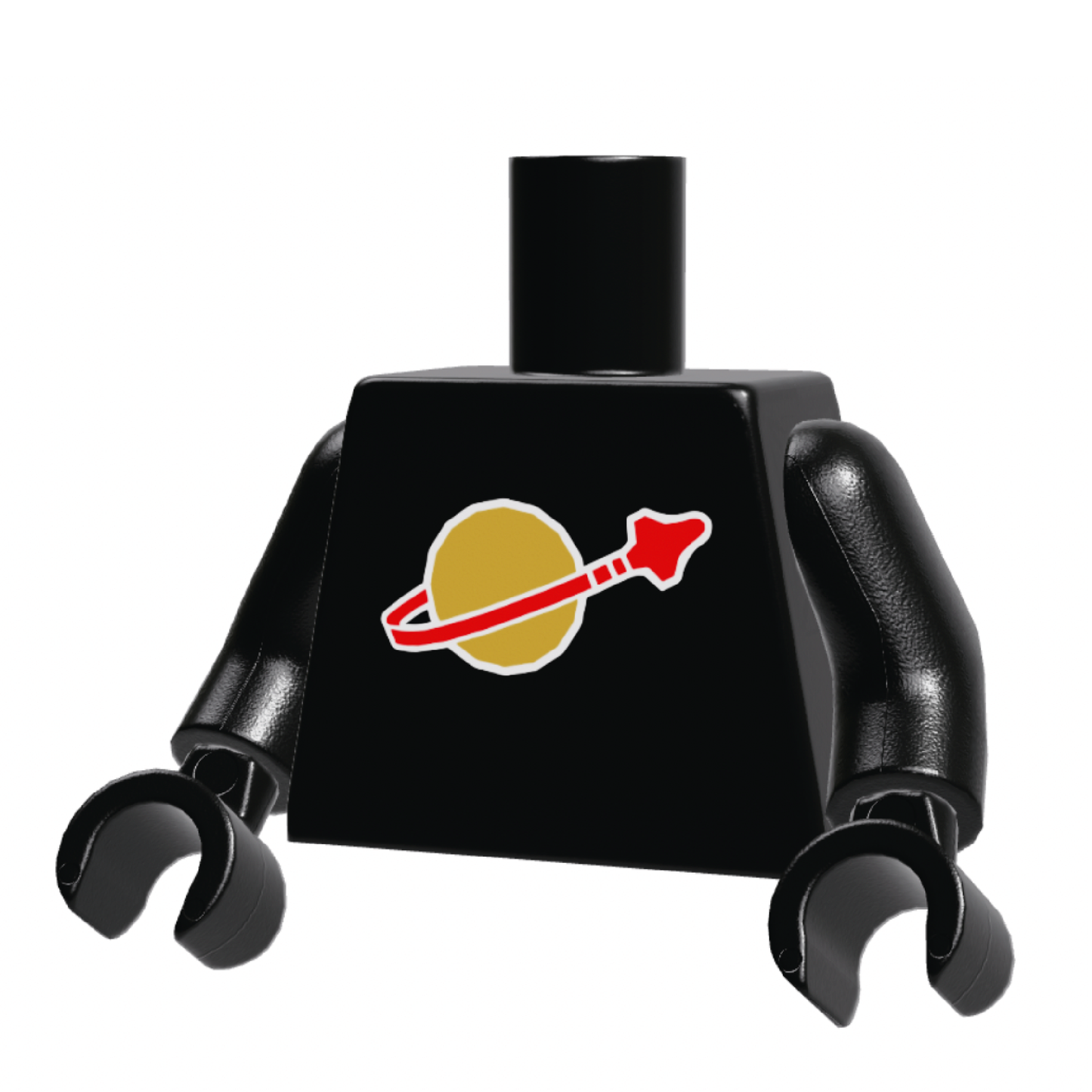 Torso espacial clásico impreso personalizado negro